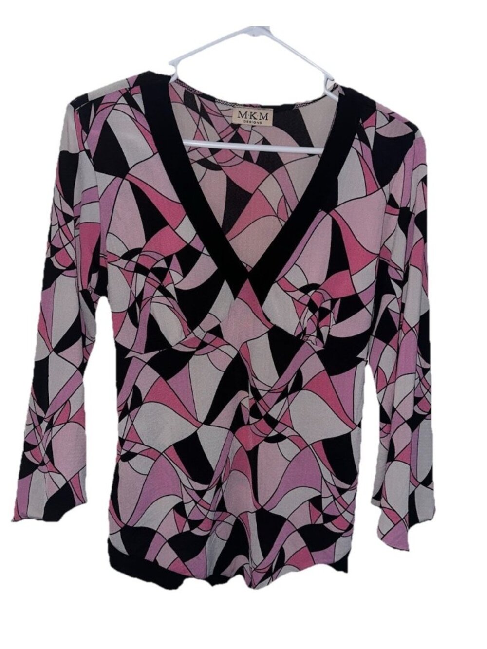 Y2K MKM Designs Babydoll Top Womens No Tag Sz M/L Pink Black Geometric Fairy